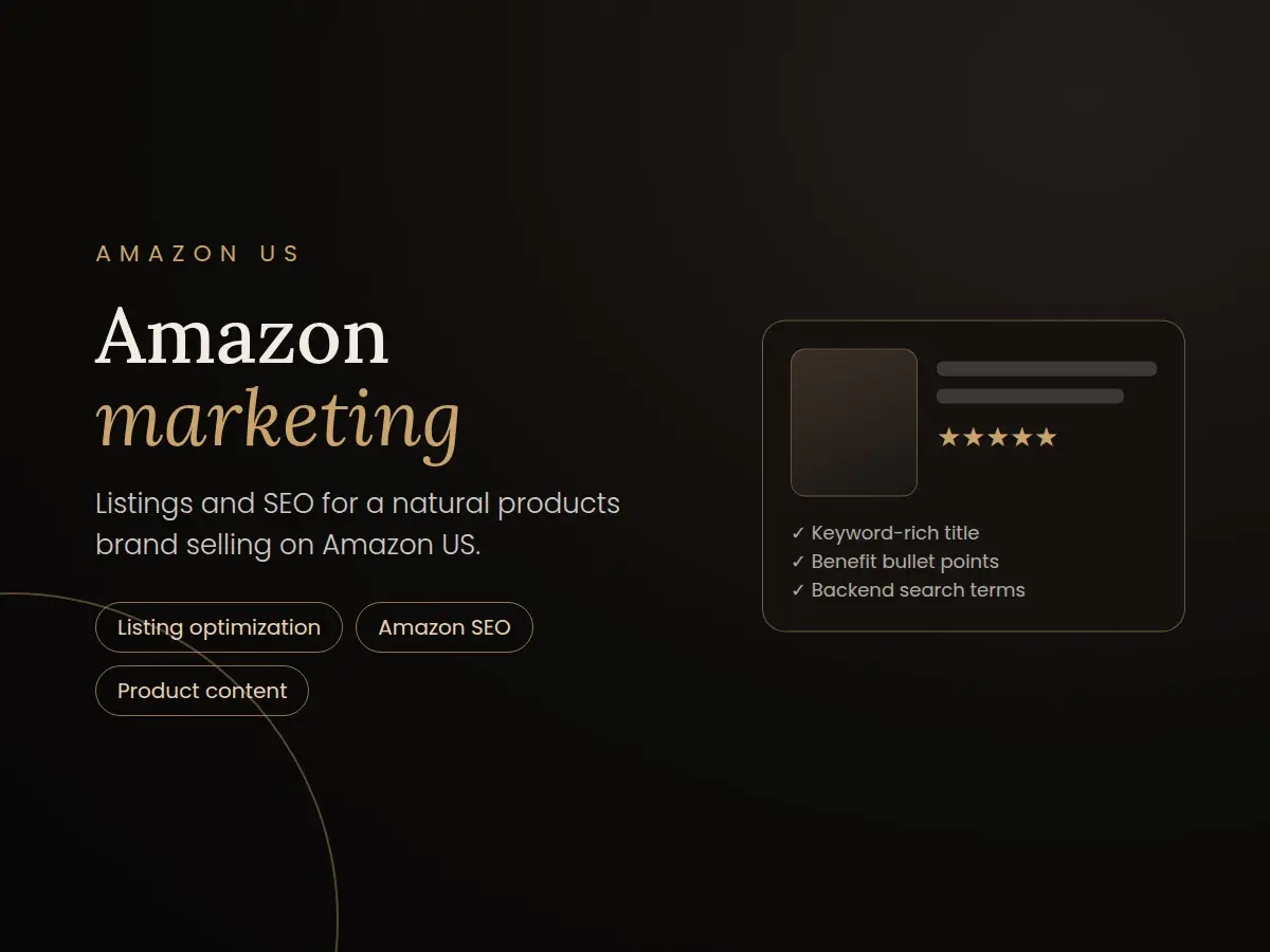 Amazon US listing optimization for a natural products brand