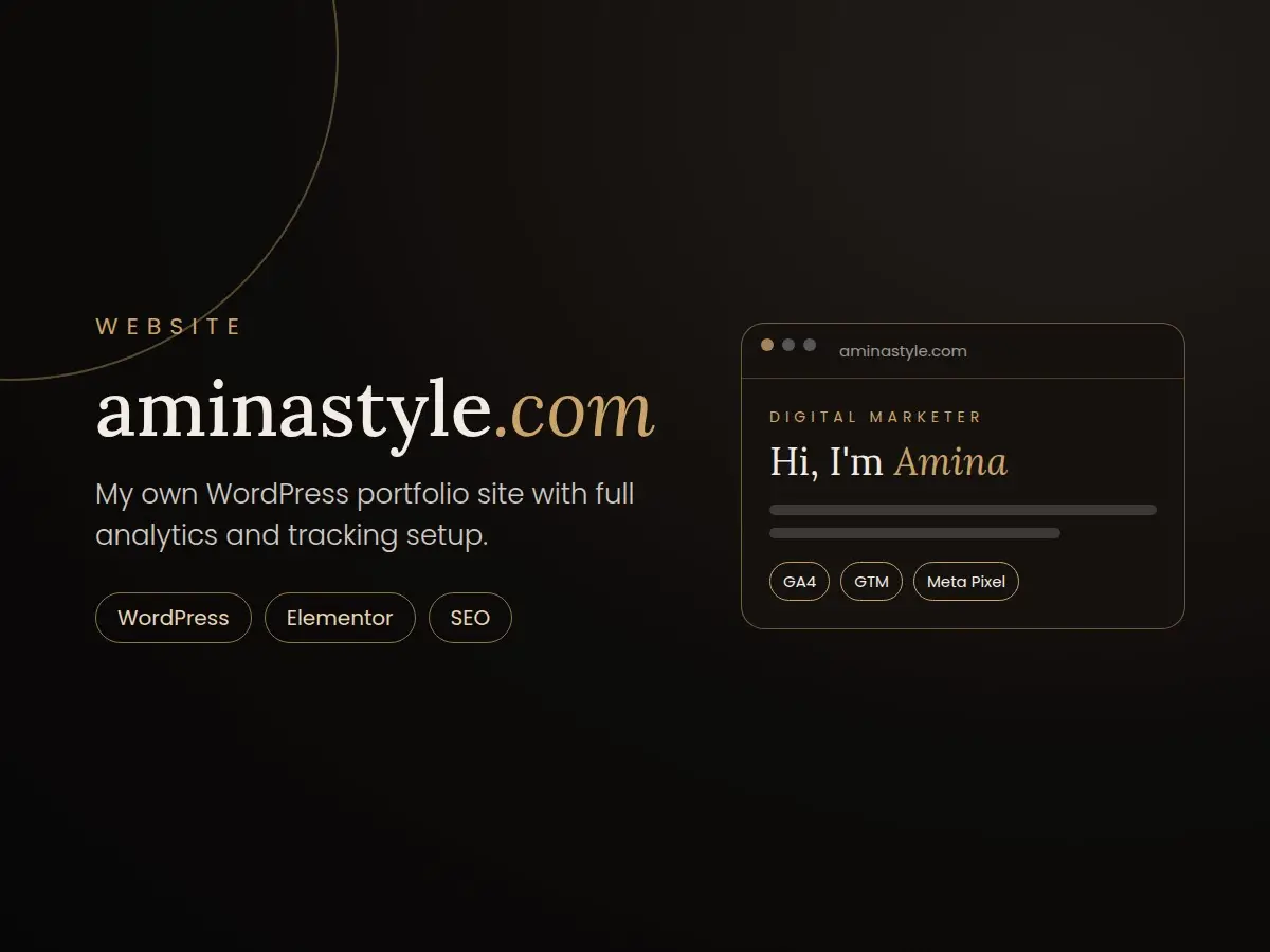 aminastyle.com WordPress website with GA4, GTM and Meta Pixel